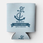 青と白のストライプいかり 缶クーラー (正面)