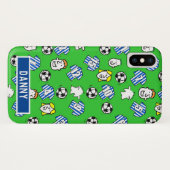 青と白のストライプのサッカーシャツ。 Case-Mate iPhoneケース (裏面(横))