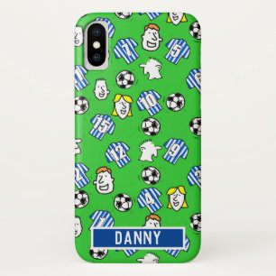青と白のストライプのサッカーシャツ。 iPhone X ケース