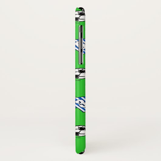 青と白のストライプのサッカーシャツ。 Case-Mate iPhoneケース (裏面/左)