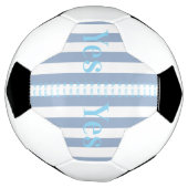 青と白のストライプのサッカーボール 彼はイエスと言った サッカーボール (回転)