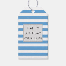 青と白のストライプのハッピーバースデー