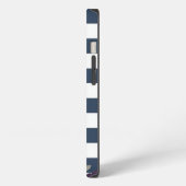 青と白のストライプのモノグラムiPhoneケース iPhoneケース (左側面)