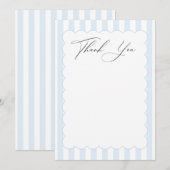 青と白のストライプの感謝カード サンキューカード (正面/裏面)