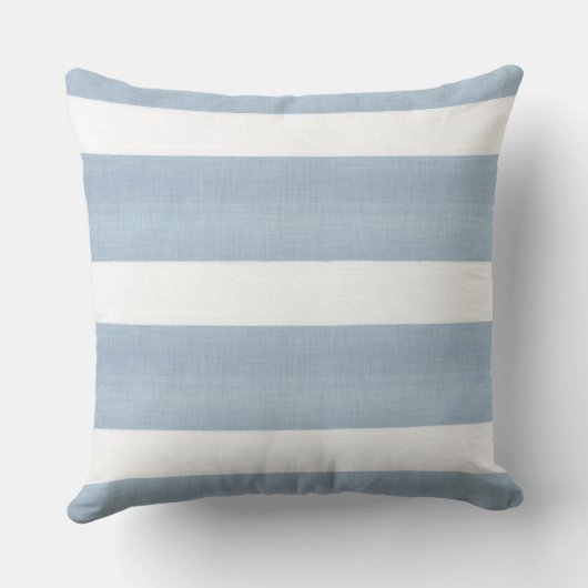 青と白のストライプの枕 – ブロックストライプ型 クッション (裏面)