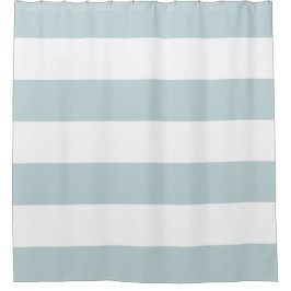 青と白のストライプカスタム シャワーカーテン