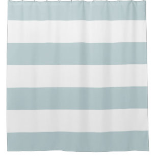 青と白のストライプカスタム シャワーカーテン