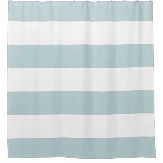 青と白のストライプカスタム シャワーカーテン (正面)