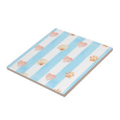 青と白のストライプハート-, Paw Print, Shell タイル (側面)