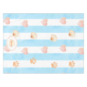 青と白のストライプハート-, Paw Print, Shell テーブルクロス (正面(横))