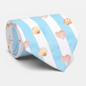 青と白のストライプハート-, Paw Print, Shell ネクタイ (ロール)
