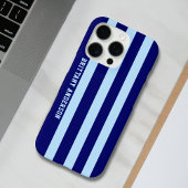 青と白のストライプパターンパーソナライズされた Case-Mate iPhoneケース