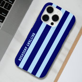 青と白のストライプパターンパーソナライズされた Case-Mate iPhoneケース