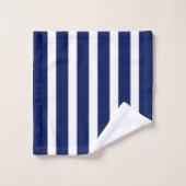 青と白のストライプパターン バスタオルセット (ウォッシュタオル)