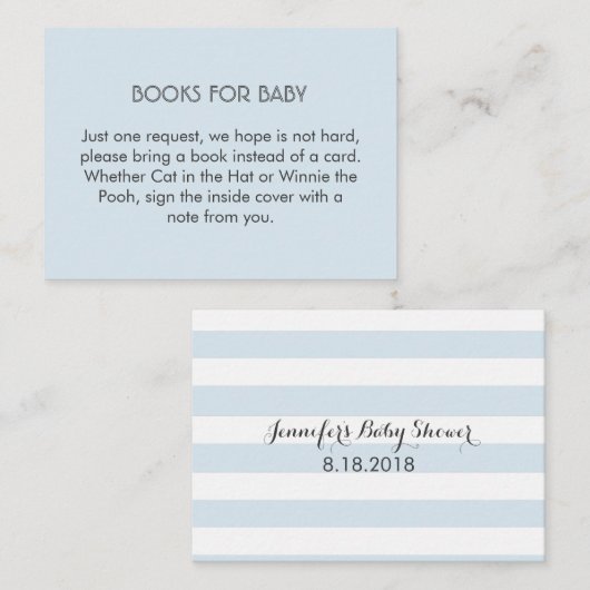 青と白のストライプブックリクエストの挿入 エンクロージャーカード (正面/裏面)