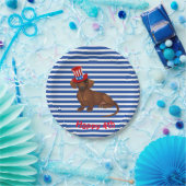 青と白のストライププレート7月4日ダシュント ペーパープレート (パーティー)