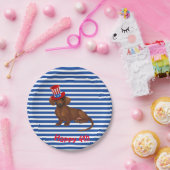 青と白のストライププレート7月4日ダシュント ペーパープレート (パーティー)