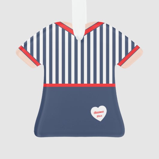 青と白のストライプ制服 オーナメント (裏面)