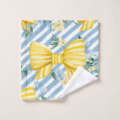 青と白のストライプ弓黄と白 バスタオルセット (ウォッシュタオル)
