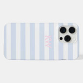 青と白のストライプ柄のスマホケース iPhoneケース (裏面横)