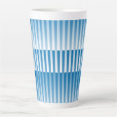 青と白のストライプ模様 カフェラテマグ (正面)