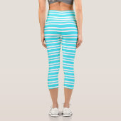 青と白のストライプ模様 カプリレギンス (裏面)
