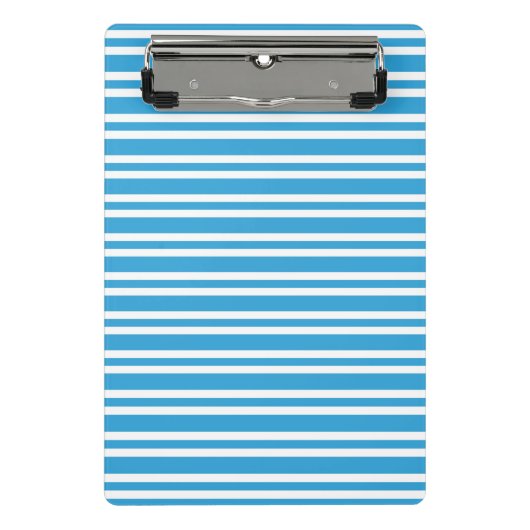 青と白のストライプ模様 ミニクリップボード (正面)