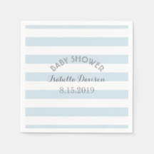 青と白のストライプ赤ちゃんシャワー紙