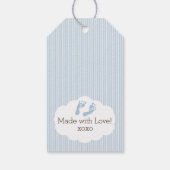 青と白のストライプ赤ちゃんシャワー ギフトタグ (裏面)