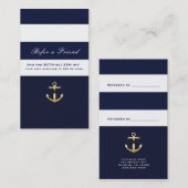 青と白のストライプ金ゴールド航海のフレンド参照 紹介カード (正面/裏面)