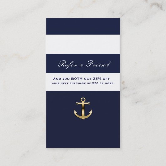 青と白のストライプ金ゴールド航海のフレンド参照 紹介カード (正面)