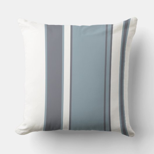 青と白のストライプ クッション (正面)