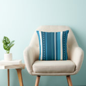 青と白のストライプ クッション (椅子)