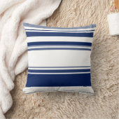 青と白のストライプ クッション (ブランケット)