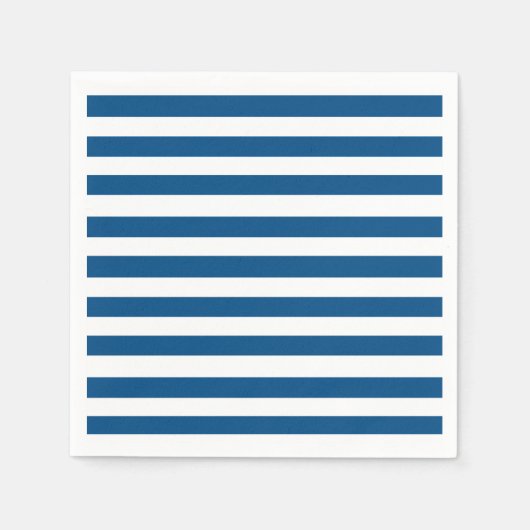 青と白のストライプ スタンダードカクテルナプキン (正面)