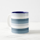青と白のストライプ ツートーンマグカップ (正面左)
