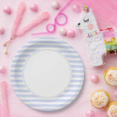 青と白のストライプ ペーパープレート (パーティー)