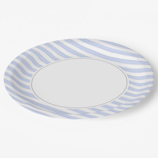 青と白のストライプ ペーパープレート (アングル)