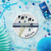 青と白のストライプ ペーパープレート (パーティー)