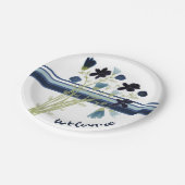 青と白のストライプ ペーパープレート (アングル)