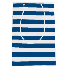 青と白のストライプ ミディアムペーパーバッグ