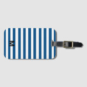 青と白のストライプ ラゲッジタグ (正面横)