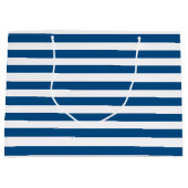 青と白のストライプ ラージペーパーバッグ (正面)