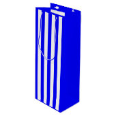 青と白のストライプ ワインギフトバッグ (正面アングル)