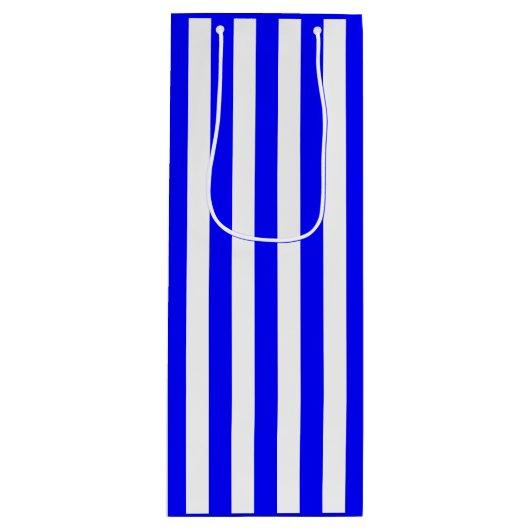 青と白のストライプ ワインギフトバッグ (正面)