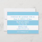 青と白のストライプ- 3x5卒業発表 招待状 (裏面)