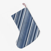 青と白のストリップ スモールクリスマスストッキング (裏面 (吊り時))