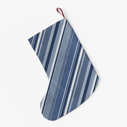 青と白のストリップ スモールクリスマスストッキング (裏面 (吊り時))