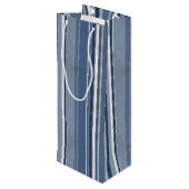 青と白のストリップ ワインギフトバッグ (裏面アングル)