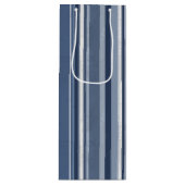 青と白のストリップ ワインギフトバッグ (正面)